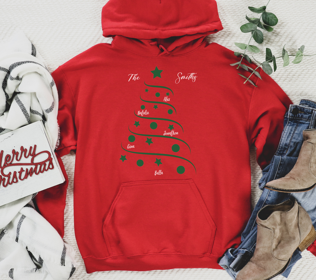 Personalized Family Tis the season Christmas Tree Hoodie, holiday apparel, Holiday apparel, iprintasty Christmas, Christmas Gift Hoodie